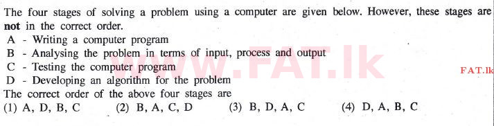 National Syllabus : Ordinary Level (O/L) Information & Communication Technology ICT - 2014 December - Paper I (English Medium) 20 1