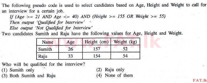 දේශීය විෂය නිර්දේශය : සාමාන්‍ය පෙළ (O/L) තොරතුරු හා සන්නිවේදන තාක්ෂණය (ICT) - 2014 දෙසැම්බර් - ප්‍රශ්න පත්‍රය I (English මාධ්‍යය) 22 1