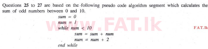 දේශීය විෂය නිර්දේශය : සාමාන්‍ය පෙළ (O/L) තොරතුරු හා සන්නිවේදන තාක්ෂණය (ICT) - 2014 දෙසැම්බර් - ප්‍රශ්න පත්‍රය I (English මාධ්‍යය) 27 1