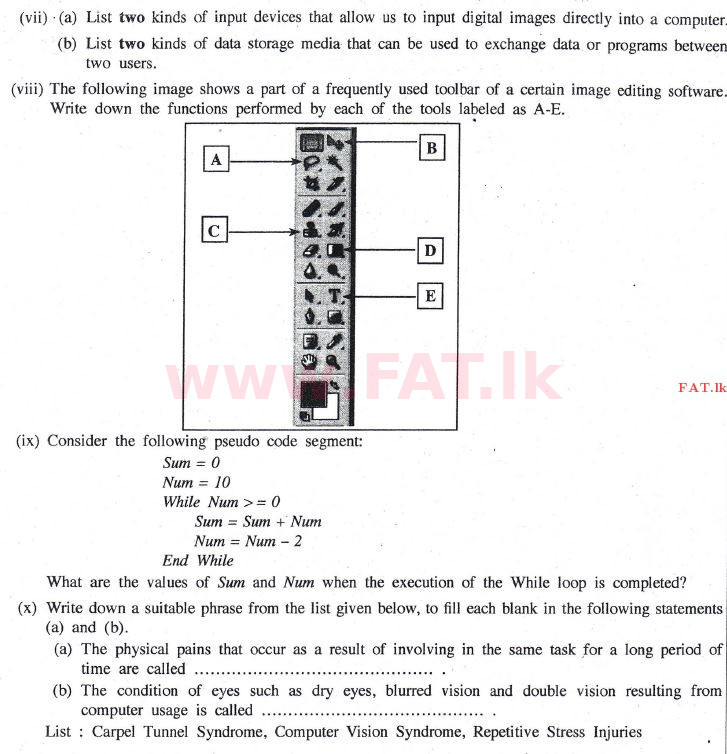 National Syllabus : Ordinary Level (O/L) Information & Communication Technology ICT - 2014 December - Paper II (English Medium) 1 2