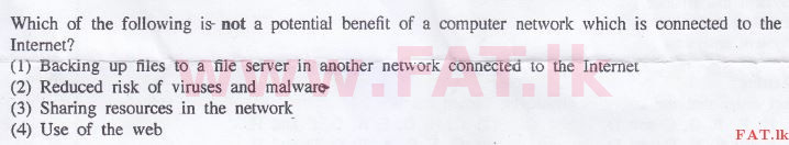 உள்ளூர் பாடத்திட்டம் : சாதாரண நிலை (சா/த) தகவல் தொடர்பாடல் தொழில்நுட்பம் - 2015 டிசம்பர் - தாள்கள் I (English மொழிமூலம்) 2 1