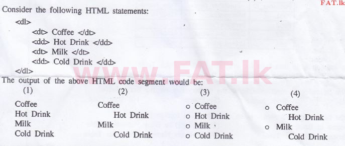 உள்ளூர் பாடத்திட்டம் : சாதாரண நிலை (சா/த) தகவல் தொடர்பாடல் தொழில்நுட்பம் - 2015 டிசம்பர் - தாள்கள் I (English மொழிமூலம்) 20 1