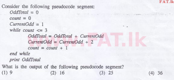 உள்ளூர் பாடத்திட்டம் : சாதாரண நிலை (சா/த) தகவல் தொடர்பாடல் தொழில்நுட்பம் - 2015 டிசம்பர் - தாள்கள் I (English மொழிமூலம்) 38 1