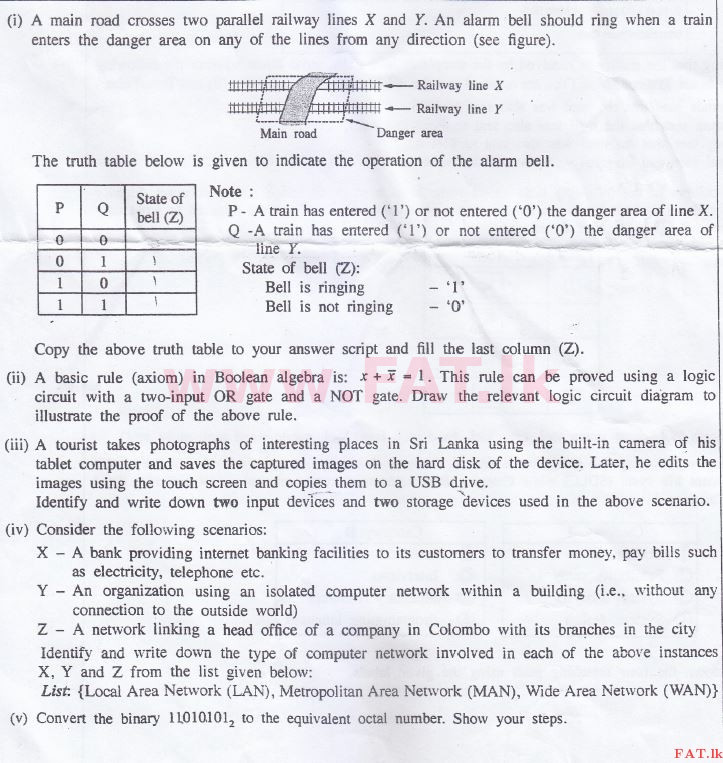 දේශීය විෂය නිර්දේශය : සාමාන්‍ය පෙළ (O/L) තොරතුරු හා සන්නිවේදන තාක්ෂණය (ICT) - 2015 දෙසැම්බර් - ප්‍රශ්න පත්‍රය II (English මාධ්‍යය) 1 1