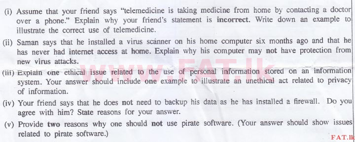 உள்ளூர் பாடத்திட்டம் : சாதாரண நிலை (சா/த) தகவல் தொடர்பாடல் தொழில்நுட்பம் - 2015 டிசம்பர் - தாள்கள் II (English மொழிமூலம்) 4 1