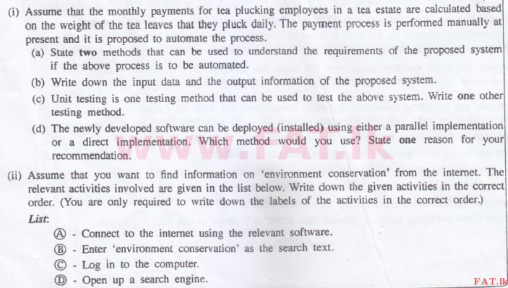 உள்ளூர் பாடத்திட்டம் : சாதாரண நிலை (சா/த) தகவல் தொடர்பாடல் தொழில்நுட்பம் - 2015 டிசம்பர் - தாள்கள் II (English மொழிமூலம்) 5 1