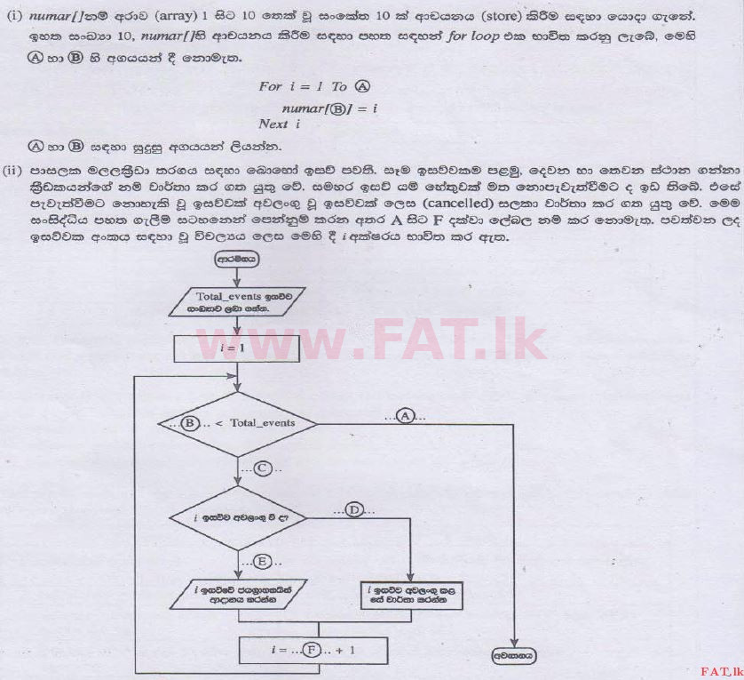 உள்ளூர் பாடத்திட்டம் : சாதாரண நிலை (சா/த) தகவல் தொடர்பாடல் தொழில்நுட்பம் - 2014 டிசம்பர் - தாள்கள் II (සිංහල மொழிமூலம்) 5 1