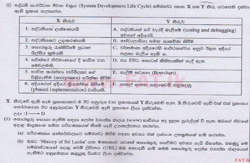 දේශීය විෂය නිර්දේශය : සාමාන්‍ය පෙළ (O/L) තොරතුරු හා සන්නිවේදන තාක්ෂණය (ICT) - 2014 දෙසැම්බර් - ප්‍රශ්න පත්‍රය II (සිංහල මාධ්‍යය) 7 1