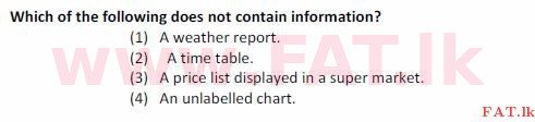 உள்ளூர் பாடத்திட்டம் : சாதாரண நிலை (சா/த) தகவல் தொடர்பாடல் தொழில்நுட்பம் - 2008 டிசம்பர் - தாள்கள் I (English மொழிமூலம்) 1 1