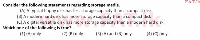 உள்ளூர் பாடத்திட்டம் : சாதாரண நிலை (சா/த) தகவல் தொடர்பாடல் தொழில்நுட்பம் - 2008 டிசம்பர் - தாள்கள் I (English மொழிமூலம்) 4 1