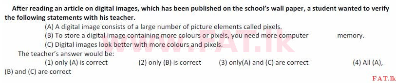 உள்ளூர் பாடத்திட்டம் : சாதாரண நிலை (சா/த) தகவல் தொடர்பாடல் தொழில்நுட்பம் - 2008 டிசம்பர் - தாள்கள் I (English மொழிமூலம்) 5 1