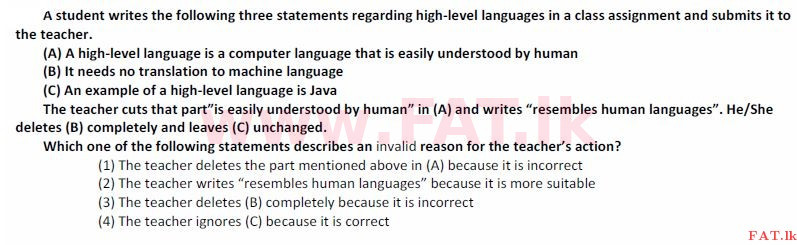 உள்ளூர் பாடத்திட்டம் : சாதாரண நிலை (சா/த) தகவல் தொடர்பாடல் தொழில்நுட்பம் - 2008 டிசம்பர் - தாள்கள் I (English மொழிமூலம்) 40 1