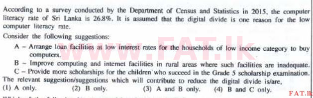 உள்ளூர் பாடத்திட்டம் : சாதாரண நிலை (சா/த) தகவல் தொடர்பாடல் தொழில்நுட்பம் - 2016 டிசம்பர் - தாள்கள் I (English மொழிமூலம்) 21 1