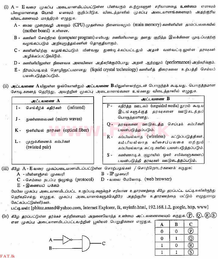දේශීය විෂය නිර්දේශය : සාමාන්‍ය පෙළ (O/L) තොරතුරු හා සන්නිවේදන තාක්ෂණය (ICT) - 2013 දෙසැම්බර් - ප්‍රශ්න පත්‍රය II (தமிழ் මාධ්‍යය) 1 1