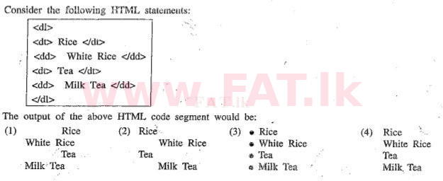 உள்ளூர் பாடத்திட்டம் : சாதாரண நிலை (சா/த) தகவல் தொடர்பாடல் தொழில்நுட்பம் - 2011 டிசம்பர் - தாள்கள் I (English மொழிமூலம்) 38 1