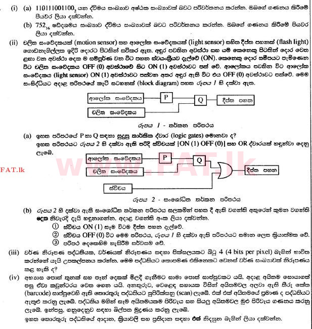 National Syllabus : Ordinary Level (O/L) Information & Communication Technology ICT - 2017 December - Paper II (සිංහල Medium) 1 1