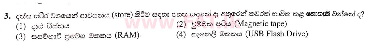 National Syllabus : Ordinary Level (O/L) Information & Communication Technology ICT - 2021 May - Paper I (සිංහල Medium) 3 1