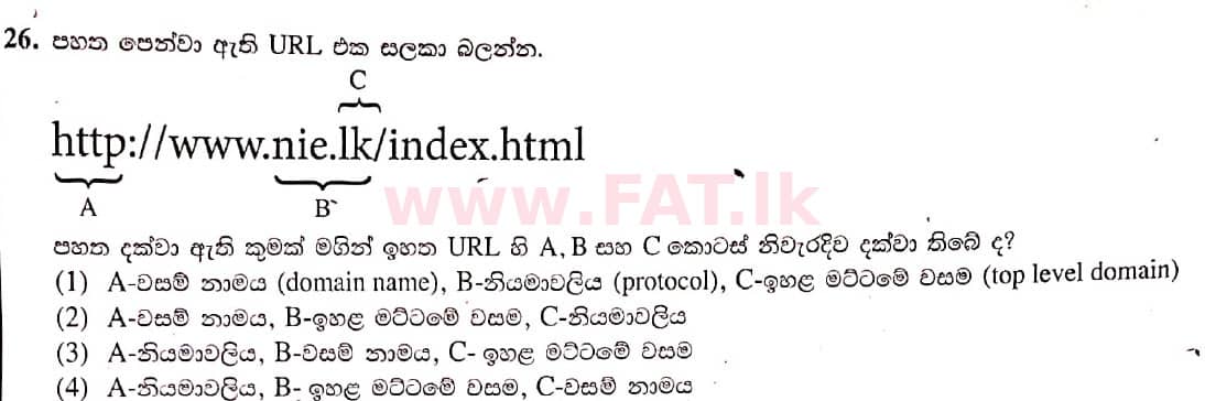 National Syllabus : Ordinary Level (O/L) Information & Communication Technology ICT - 2021 May - Paper I (සිංහල Medium) 26 1