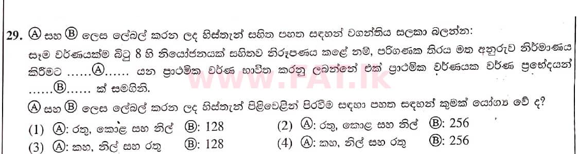 National Syllabus : Ordinary Level (O/L) Information & Communication Technology ICT - 2021 May - Paper I (සිංහල Medium) 29 1