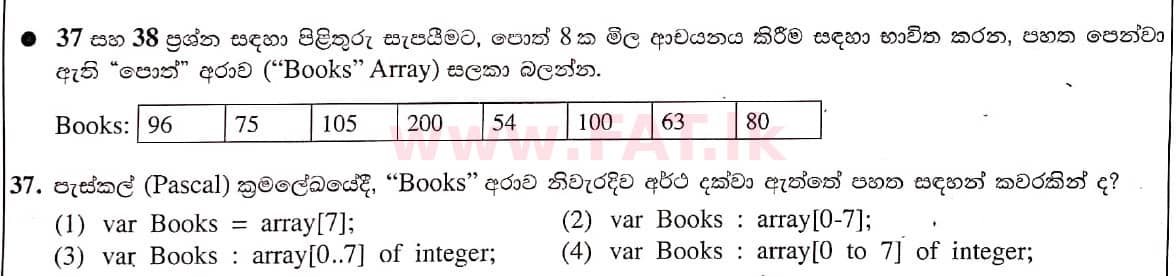 National Syllabus : Ordinary Level (O/L) Information & Communication Technology ICT - 2021 May - Paper I (සිංහල Medium) 37 1
