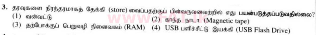 National Syllabus : Ordinary Level (O/L) Information & Communication Technology ICT - 2021 May - Paper I (தமிழ் Medium) 3 1