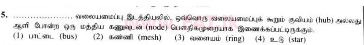 National Syllabus : Ordinary Level (O/L) Information & Communication Technology ICT - 2021 May - Paper I (தமிழ் Medium) 5 1