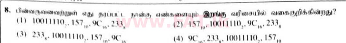 National Syllabus : Ordinary Level (O/L) Information & Communication Technology ICT - 2021 May - Paper I (தமிழ் Medium) 8 1