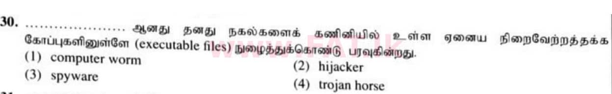 National Syllabus : Ordinary Level (O/L) Information & Communication Technology ICT - 2021 May - Paper I (தமிழ் Medium) 30 1