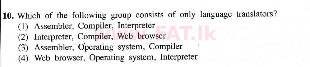 உள்ளூர் பாடத்திட்டம் : சாதாரண நிலை (சா/த) தகவல் தொடர்பாடல் தொழில்நுட்பம் - 2021 மே - தாள்கள் I (English மொழிமூலம்) 10 1