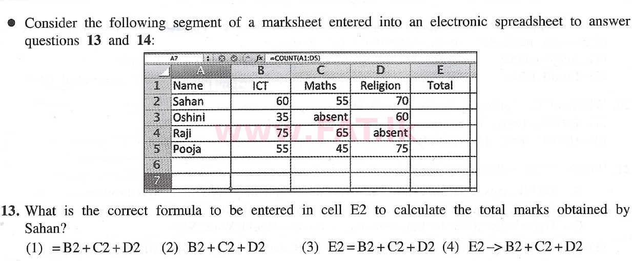 உள்ளூர் பாடத்திட்டம் : சாதாரண நிலை (சா/த) தகவல் தொடர்பாடல் தொழில்நுட்பம் - 2021 மே - தாள்கள் I (English மொழிமூலம்) 13 1