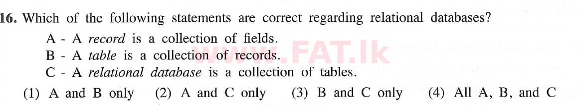 உள்ளூர் பாடத்திட்டம் : சாதாரண நிலை (சா/த) தகவல் தொடர்பாடல் தொழில்நுட்பம் - 2021 மே - தாள்கள் I (English மொழிமூலம்) 16 1
