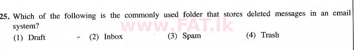 உள்ளூர் பாடத்திட்டம் : சாதாரண நிலை (சா/த) தகவல் தொடர்பாடல் தொழில்நுட்பம் - 2021 மே - தாள்கள் I (English மொழிமூலம்) 25 1