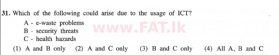 National Syllabus : Ordinary Level (O/L) Information & Communication Technology ICT - 2021 May - Paper I (English Medium) 31 1
