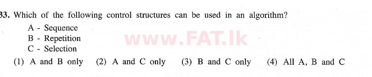 National Syllabus : Ordinary Level (O/L) Information & Communication Technology ICT - 2021 May - Paper I (English Medium) 33 1