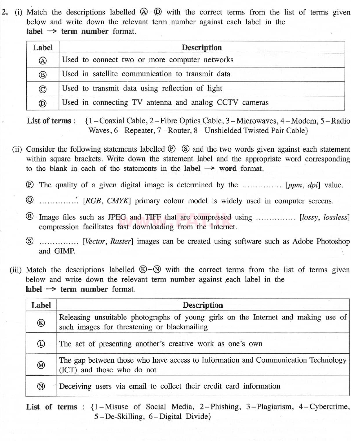 National Syllabus : Ordinary Level (O/L) Information & Communication Technology ICT - 2021 May - Paper II (English Medium) 2 1