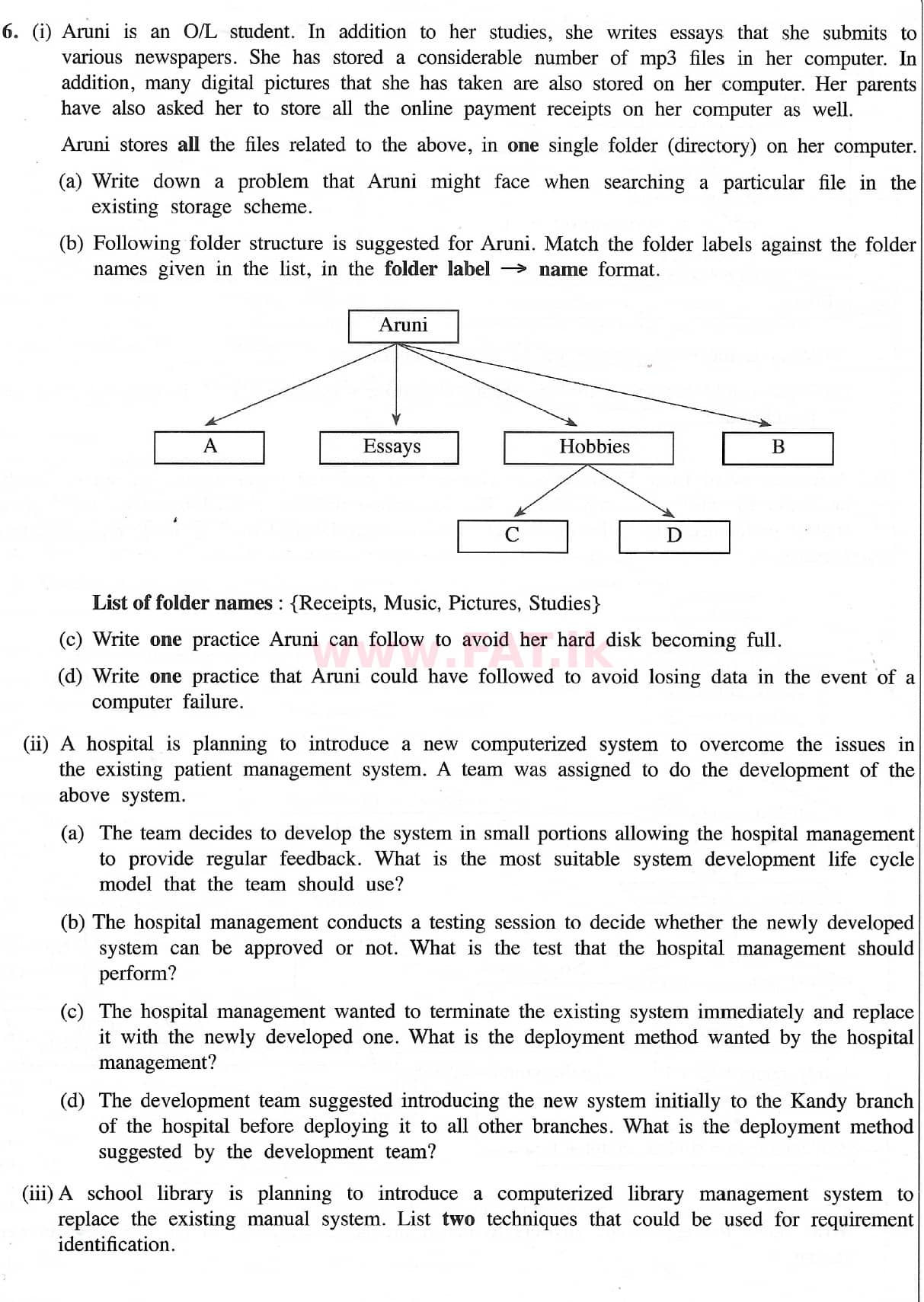 National Syllabus : Ordinary Level (O/L) Information & Communication Technology ICT - 2021 May - Paper II (English Medium) 6 1