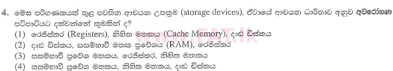 National Syllabus : Ordinary Level (O/L) Information & Communication Technology ICT - 2020 March - Paper I (සිංහල Medium) 4 1