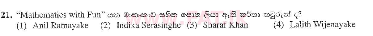 National Syllabus : Ordinary Level (O/L) Information & Communication Technology ICT - 2020 March - Paper I (සිංහල Medium) 21 2