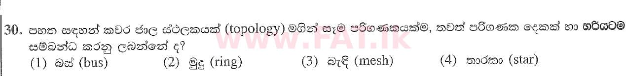 National Syllabus : Ordinary Level (O/L) Information & Communication Technology ICT - 2020 March - Paper I (සිංහල Medium) 30 1