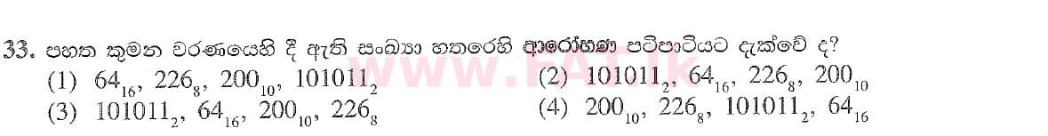 National Syllabus : Ordinary Level (O/L) Information & Communication Technology ICT - 2020 March - Paper I (සිංහල Medium) 33 1