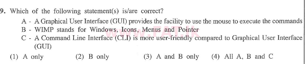 உள்ளூர் பாடத்திட்டம் : சாதாரண நிலை (சா/த) தகவல் தொடர்பாடல் தொழில்நுட்பம் - 2020 மார்ச் - தாள்கள் I (English மொழிமூலம்) 9 1