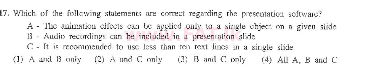 දේශීය විෂය නිර්දේශය : සාමාන්‍ය පෙළ (O/L) තොරතුරු හා සන්නිවේදන තාක්ෂණය (ICT) - 2020 මාර්තු - ප්‍රශ්න පත්‍රය I (English මාධ්‍යය) 17 1