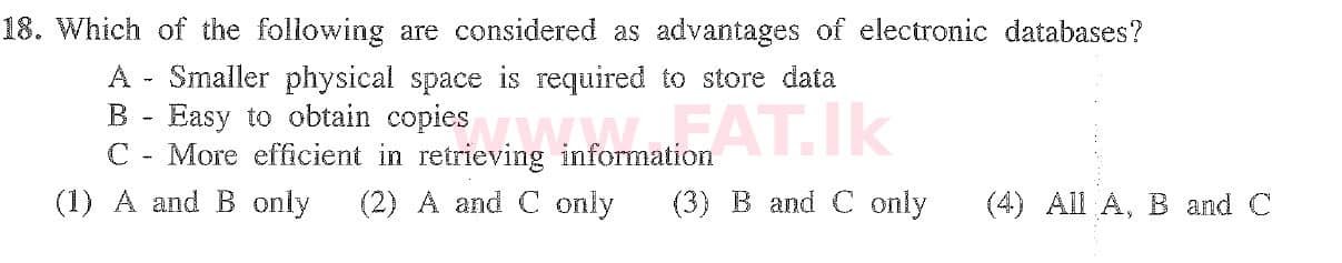 දේශීය විෂය නිර්දේශය : සාමාන්‍ය පෙළ (O/L) තොරතුරු හා සන්නිවේදන තාක්ෂණය (ICT) - 2020 මාර්තු - ප්‍රශ්න පත්‍රය I (English මාධ්‍යය) 18 1