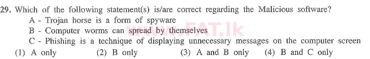 දේශීය විෂය නිර්දේශය : සාමාන්‍ය පෙළ (O/L) තොරතුරු හා සන්නිවේදන තාක්ෂණය (ICT) - 2020 මාර්තු - ප්‍රශ්න පත්‍රය I (English මාධ්‍යය) 29 1