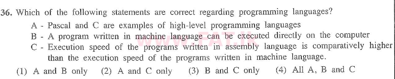 දේශීය විෂය නිර්දේශය : සාමාන්‍ය පෙළ (O/L) තොරතුරු හා සන්නිවේදන තාක්ෂණය (ICT) - 2020 මාර්තු - ප්‍රශ්න පත්‍රය I (English මාධ්‍යය) 36 1