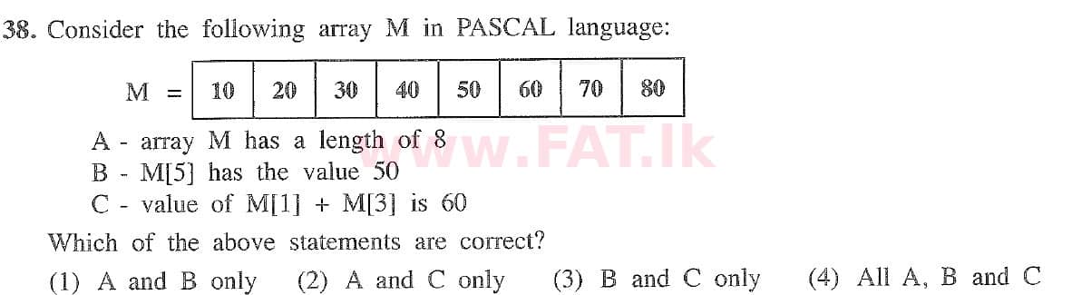 දේශීය විෂය නිර්දේශය : සාමාන්‍ය පෙළ (O/L) තොරතුරු හා සන්නිවේදන තාක්ෂණය (ICT) - 2020 මාර්තු - ප්‍රශ්න පත්‍රය I (English මාධ්‍යය) 38 1