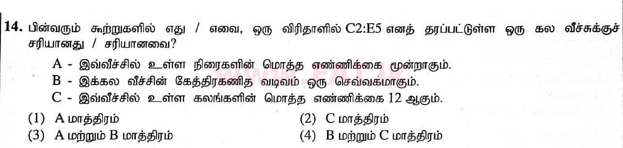 දේශීය විෂය නිර්දේශය : සාමාන්‍ය පෙළ (O/L) තොරතුරු හා සන්නිවේදන තාක්ෂණය (ICT) - 2020 මාර්තු - ප්‍රශ්න පත්‍රය I (தமிழ் මාධ්‍යය) 14 1