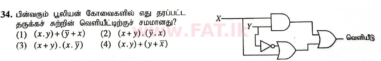 National Syllabus : Ordinary Level (O/L) Information & Communication Technology ICT - 2020 March - Paper I (தமிழ் Medium) 34 1