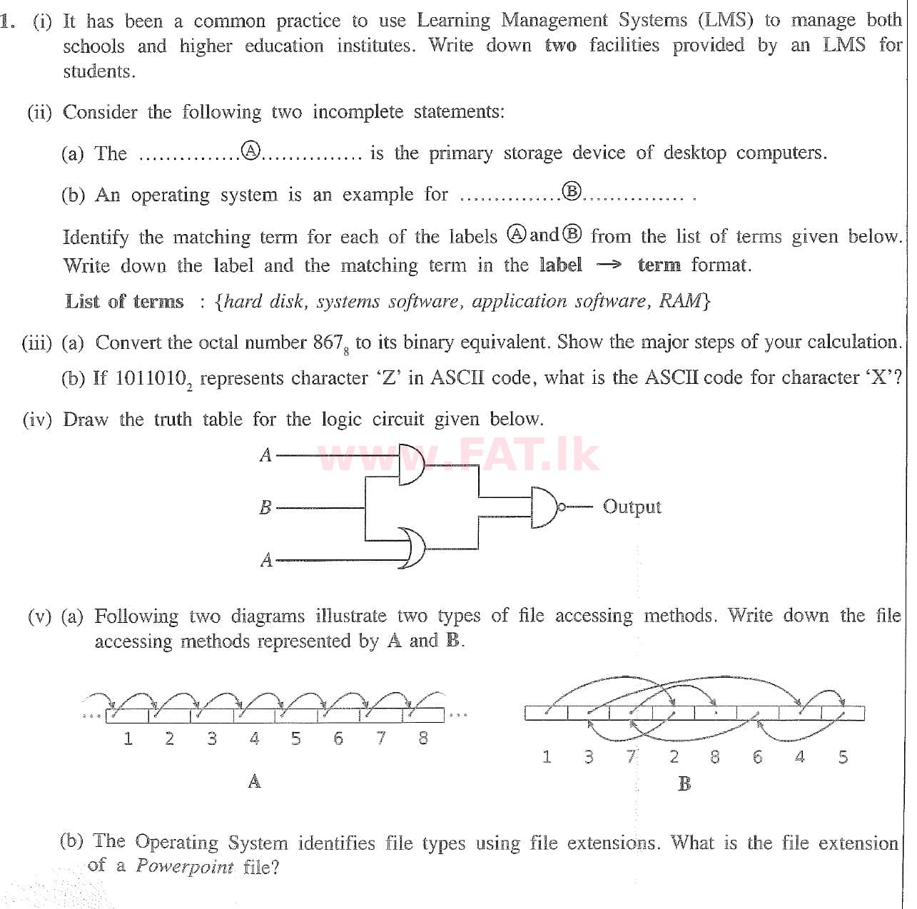 දේශීය විෂය නිර්දේශය : සාමාන්‍ය පෙළ (O/L) තොරතුරු හා සන්නිවේදන තාක්ෂණය (ICT) - 2020 මාර්තු - ප්‍රශ්න පත්‍රය II (English මාධ්‍යය) 1 1