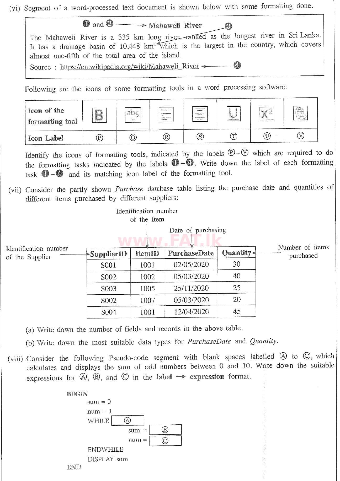 දේශීය විෂය නිර්දේශය : සාමාන්‍ය පෙළ (O/L) තොරතුරු හා සන්නිවේදන තාක්ෂණය (ICT) - 2020 මාර්තු - ප්‍රශ්න පත්‍රය II (English මාධ්‍යය) 1 2